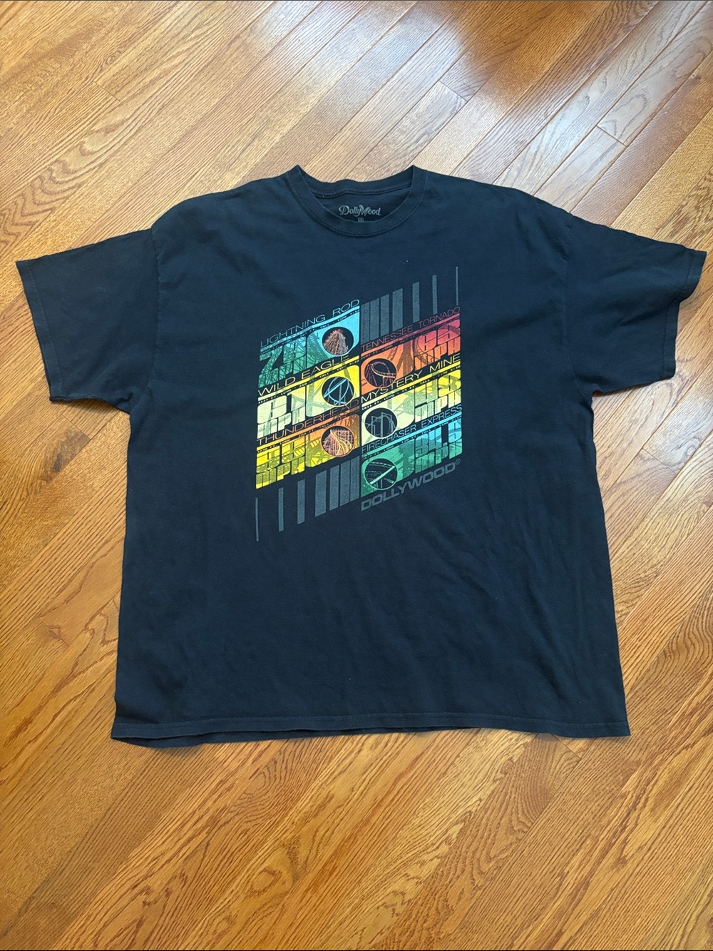 Dollywood Black Roller Coaster Graphic Short-Sleeve Men's T-Shirt size XXL